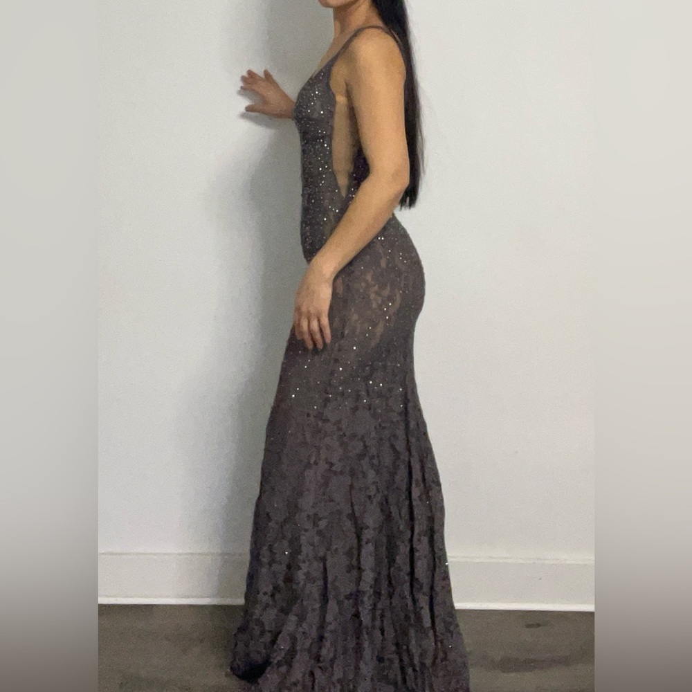 BEADED LACE FITTED SLEEVELESS GOWN BY JOVANI 48994 - Picture 9 of 16